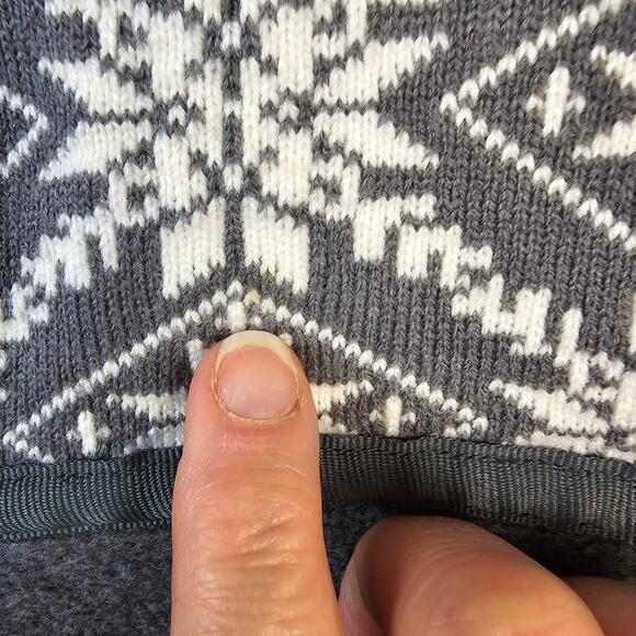 L.L.Bean Full Zip Jacket Women's XL Gray Nordic Snowflake Fair Isle Fleece READ - Picture 7 of 10